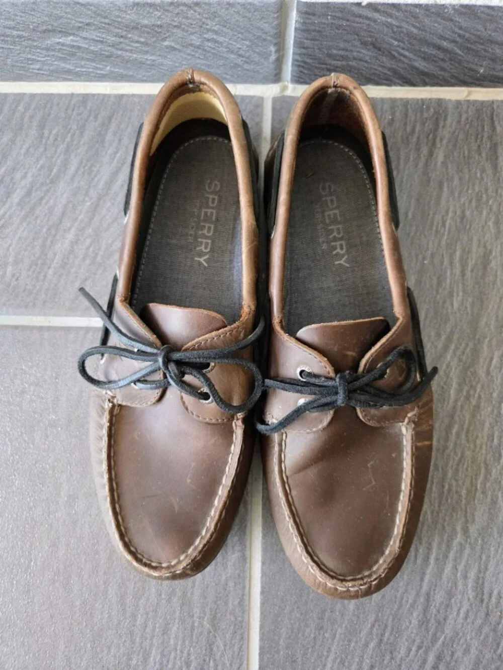 Sperry Top Sider Two-Eye Pullup Brown Leather Boat Shoes Men's 10